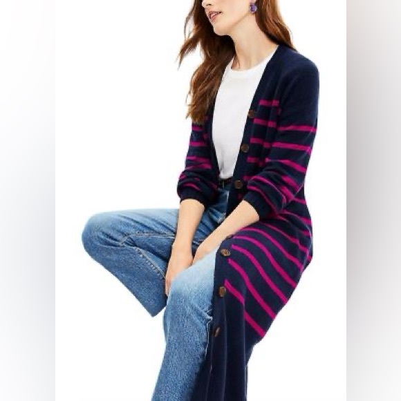 LOFT Sweaters - LOFT Striped Knit Midi Dress Cardigan